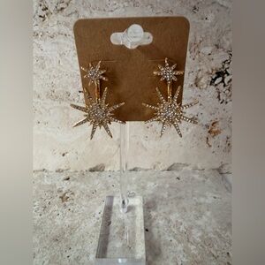 Gold Starburst Convertible Earrings | Sparkling Celestial Studs & Drop Statement